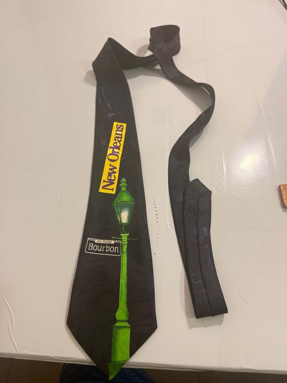 Phineas Creed New Orleans Bourbon Street Necktie Black Green